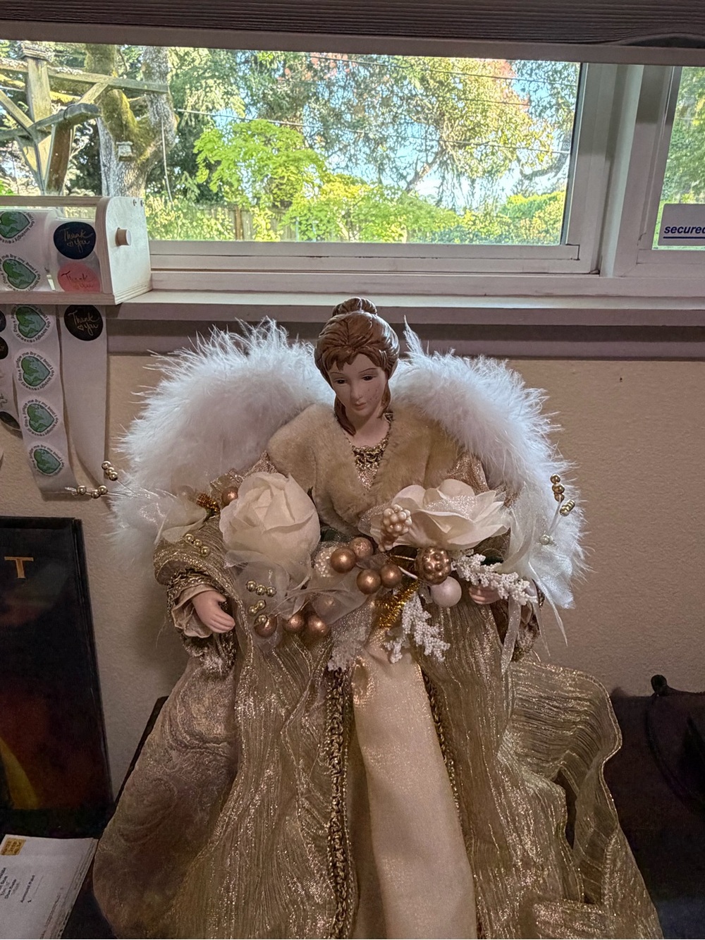 Vintage Angel Christmas Tree Topper Gold 20 Inches Tall - Picture 2 of 11